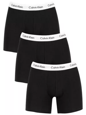 Calvin Klein Mens Boxer Brief Stretch Low Rise Underwear 3 In 1 All Black (WB)UK • £15.99