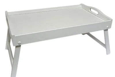 Wooden Lap Tray Breakfast In Bed Serving With Folding Legs Table Mate Wipe White • £25.99