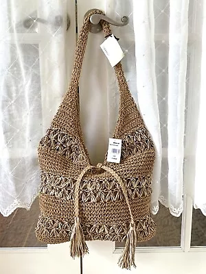 NWT Cappelli Straworld Large Shoulder Bag Purse Tote Zipper Lined Woven Straw • $29.99