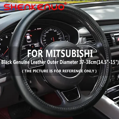 15  38CM New Black Genuine Leather Car Auto Steering Wheel Cover For MITSUBISHI • $21.59