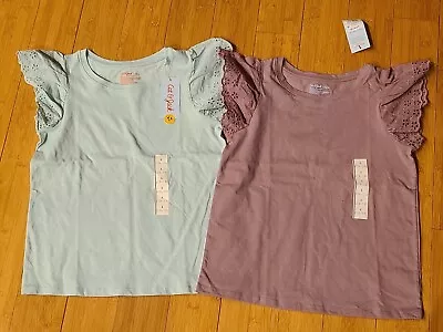 Lot Of 2 Cat & Jack Girls Mint & LightPlum Ruffle Short Sleeve T-Shirt L(10-12)  • $9.99