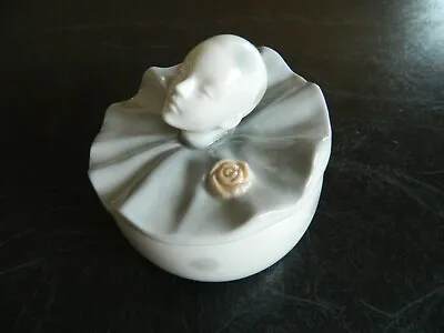 Cute Trinket Box Pierot Piero Porcelain Figurine White Grey Gift Idea • $9.79
