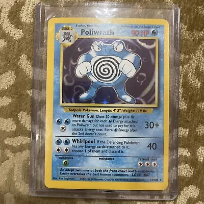 Pokémon TCG Poliwrath Base Set 1 Holo Unlimited Holo Rare Excellent Card 13/102 • $5