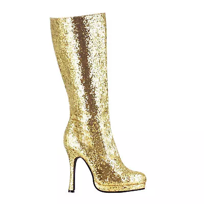 Ellie Shoes - 421-ZARA - 4  Knee-High Boot With Glitter - Size: 10-Gold Glitter • $50.99