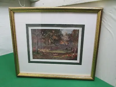 £44.95 • Buy Vintage Lionel Edwards Hunting Print  Cubhunting  In Gilt Wooden Frame