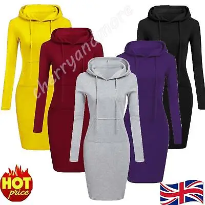 £13.89 • Buy Womens Hooded Sweatshirt Tunic Tops Ladies Long Sleeve Hoodie Solid Jumper Dress