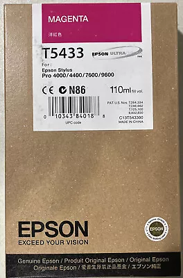  Epson Genuine 110ml T5433 (Magenta) Stylus Pro 4000/7600/9600 Ink Cartridge • $34.95