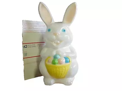 1 Vintage Easter Bunny Rabbit Lighted Eggs Basket Blow Mold Yard Decor Canada? • $25