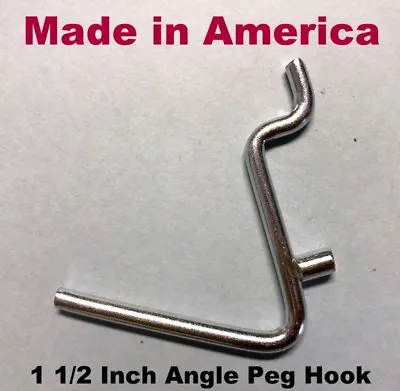 (50 PACK) Angle 1 1/2  Metal Peg Garage Hanger Hooks.  1/8 To 1/4 Inch Pegboard • $18.37