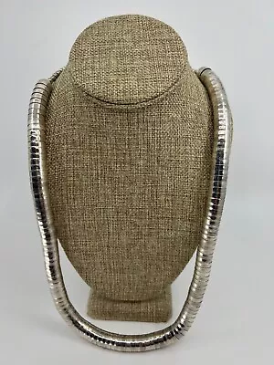 Vintage Silver Tone Coil Metal Tube Rope Snake Flexible Vintage Necklace • $19.99