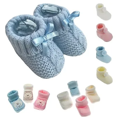 £2.99 • Buy NEW Baby Newborn Boys Girls Cute Booties Boots Shoes Knitted Bobble Bootees UK