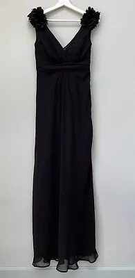 Debut 8 Sleeveless V-neck Draped Chiffon Lined Maxi Prom Dress Black  • £29