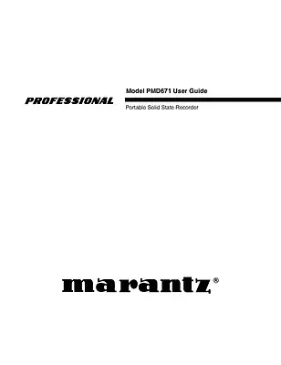 Marantz PMD671 Recorder Owners Instruction Manual • $21.99