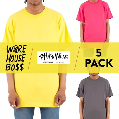 5 Pack Shakawear Mens Plain Short Sleeve T Shirt Casual T Shirts Cotton Tee • $28.50