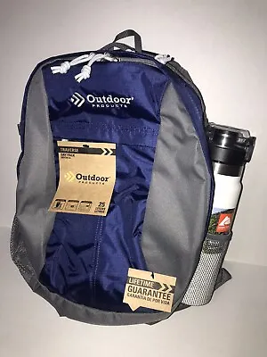 Outdoor Products Traverse 25 Ltr Blue Backpack Bag Unisex W/ 24 Oz Water Bottle • $34.95