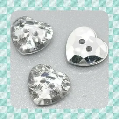 £6.50 • Buy Diamante Gem Crystal - HEARTS - Buttons - Sewing - UK SELLER!!