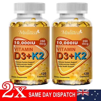 Vitamin D3+K2 Capsules 10000IU-Supports Immune HealthHeart HealthBonesMuscle • $44.99