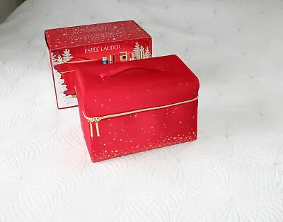 NEW Estee Lauder LIMITED EDITION Large Red Train/Travel Make Up Bag Vanity Case • £16.50