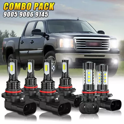 For GMC Sierra 1500 2003-2006 - 6x 6000K LED Bulbs Combo Headlights  Fog Lights • $20.50