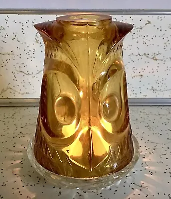 Vintage Retro Amber Viking Art Glass OWL Votive CANDLE HOLDER No Base 60’s 70’s • $59