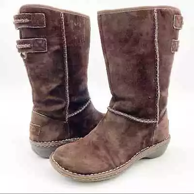 UGG Womens 6 Haywell Suede Pull On Boot Brownstone Sheepskin Lined SN1001669 • $64.99