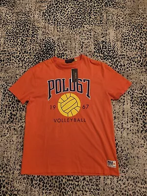 NWT $65Ralph Lauren POLO 67 Volleyball Tee Shirt Orange Classic Fit Men's Size M • $29