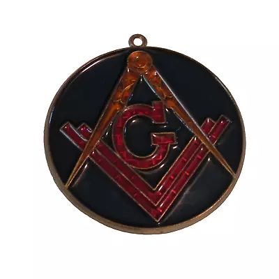 Vintage Freemason Masonic Symbol Stained Glass Suncatcher Ornament 3.75 Inch • $5.99