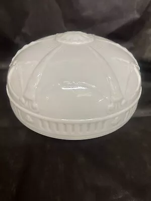 Antique Art Deco Embross White Glass Ceiling Light Globe Shade  6'' X 9'' X 16'' • $29.99