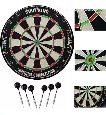 Viper SHOT KING Sisal Fiber Bristle Dartboard Official 18  2 Sets SteelTip Darts • $59.59