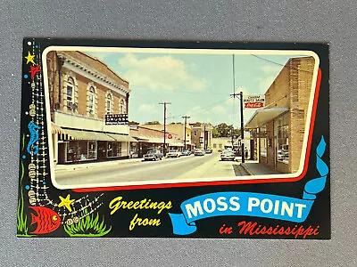 Mississippi MS Greetings From Moss Point Burnham Drugs Coca Cola Sign Ca 1970 • $6.99