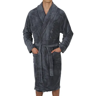 Mens-ROBE -Bathrobe- Coral Fleece-HOOD - SUPER SOFT - Thick - Weight USA SELLER • $38.49