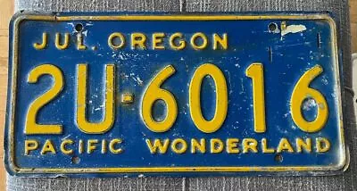 Oregon 1960's PACIFIC WONDERLAND License Plate # 2U-6016 • $59.99