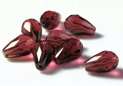£3.19 • Buy 10 FACETED TEARDROP CRYSTAL GLASS DROP PENDANTS 15mm 10mm SUNCATCHER 15 COLOURS 