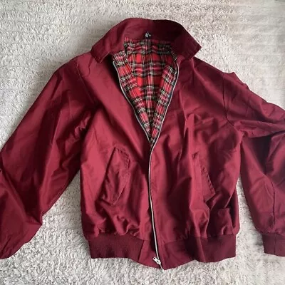 Harrington Jacket Burgundy Red Checkered Tartan Size XXL • £40