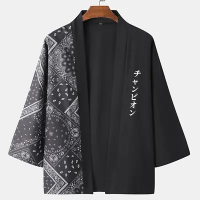 £19 • Buy Japanese Men Kimono Cardigan Yukata Jacket Coat Retro Haori Casual Fashion
