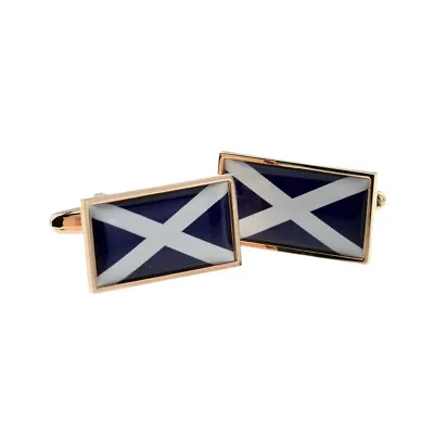 Saltire Scottish St Andrews Flag In Rose Gold Frame Cufflinks - X2N9957-SCOT • £16.99