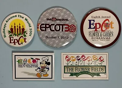 WDW Disney Epcot Collectible Lot 4 Buttons Holiday 30th Wine Garden 1 Magnet • $10