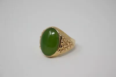 14k Yellow Gold Natural Nephrite Jade Ring W/ Gemological Report • $775