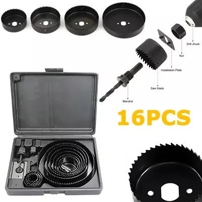 16Pcs Hole Saw Cutter Set 19-127MM Wood Round/Circular Drill Cutting Kit + Case • £7.83