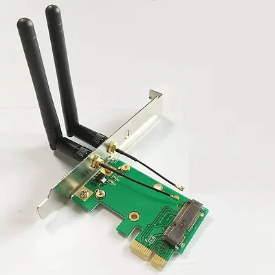 New Mini PCI-E Express To PCIE Wireless Adapter 2 Antenna WiFi PC Desktop • $6.98