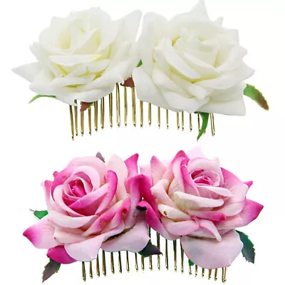 Women's Flower Hair Comb Slide Clips Pins Wedding Bridal Hair Accessories Party • £3.41