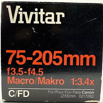 Vivitar 75-205mm F3.5-4.5 MC Manual Focus Lens F/Canon With Polarizer • $47.59