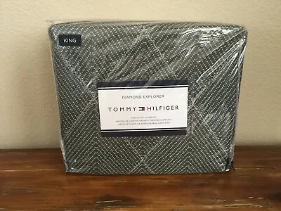 Tommy Hilfiger Diamond Explorer King Duvet Cover & Pillow Shams Set Black White • $179.99