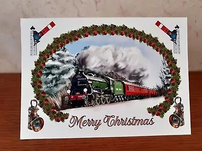 Steam Train Christmas Card Dad Grandad Him Husband Railway Enthusiast Hand Drawn • £4.35