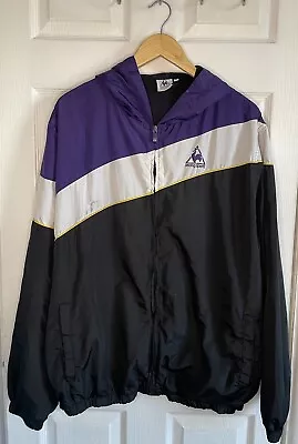 Le Coq Sportif Black White Purple Jacket Coat Windbreaker Size XL • £7