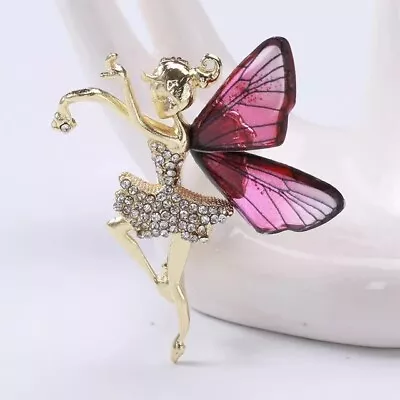 Vintage Style Fairy Pink & Gold Brooch Pin • $12