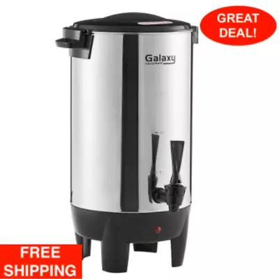 $47.99 • Buy 30 Cups Capacity Electric Single Wall Coffee Urn Stainless Steel 120V, 1000W
