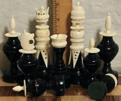 Vtg Hand Carved Travel Chess Set  Mexican Upright Crossover Tarascan Folded Box • $165