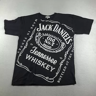 Jack Daniels T Shirt Black Graphic Spellout Logo Size L Global Tour Singapore • $17
