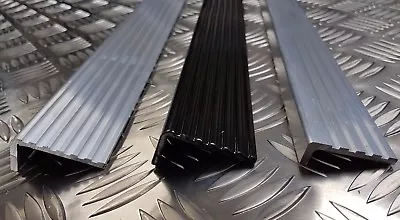 £9.45 • Buy Aluminium Stair Tread Nosing Ribbed Fluted Angle Black & Silver Anti Slip Edging